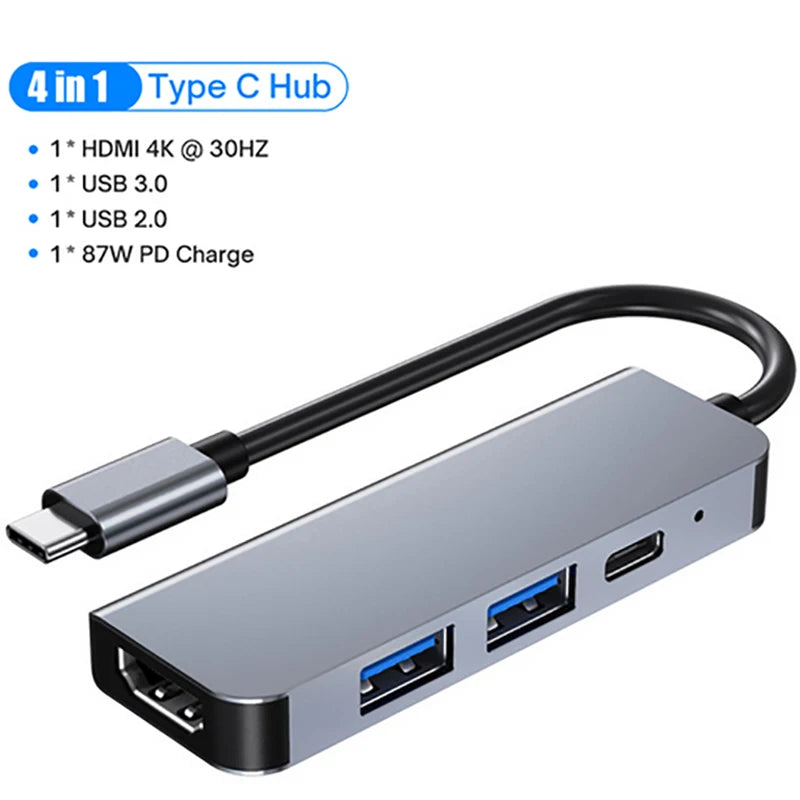 7-In-1 USB C Hubs USB C Docking Stations Type C to HDMI Adapter 4K 60Hz USB C Splitter for Samsung Laptop Macbook Air M1 Ipad