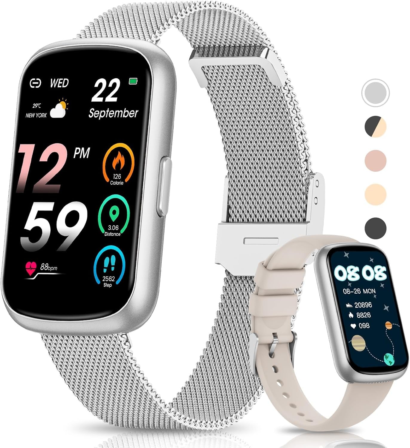 Fitness Tracker- Smart Watches for Women Men with 24/7 Heart Rate Monitor Blood Oxygen Sleep Tracker, Waterproof Fitness Watch, Activity Smartwatch for Android Iphone, Calorie Distance Pedometer, Gift