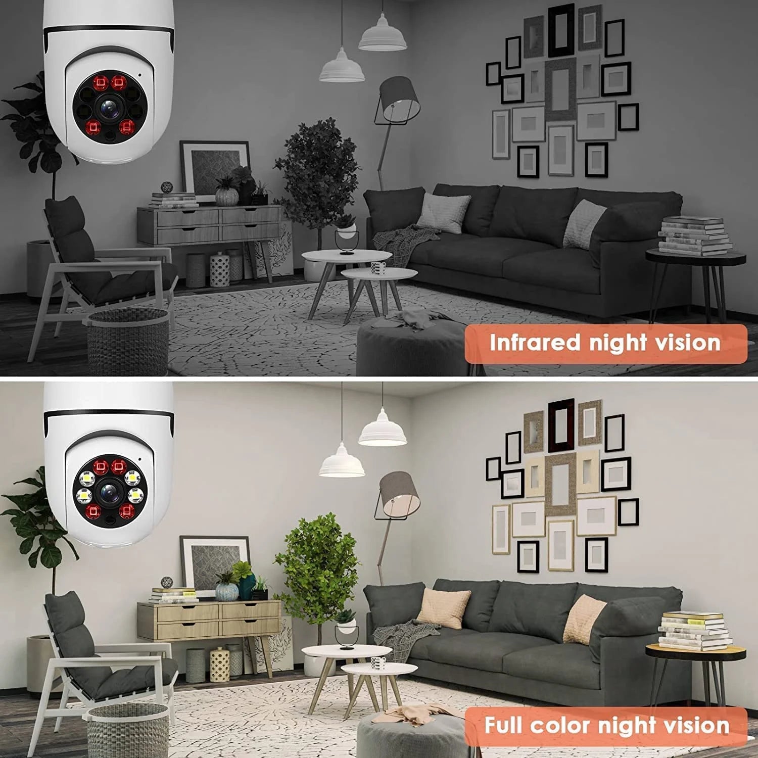E27 Light Bulb Camera , 2.4Ghz & 5G Wifi Security Cameras Wireless Outdoor, 1080P Wireless Cameras for Home Security, Indoor Security Camera System 2Pcs