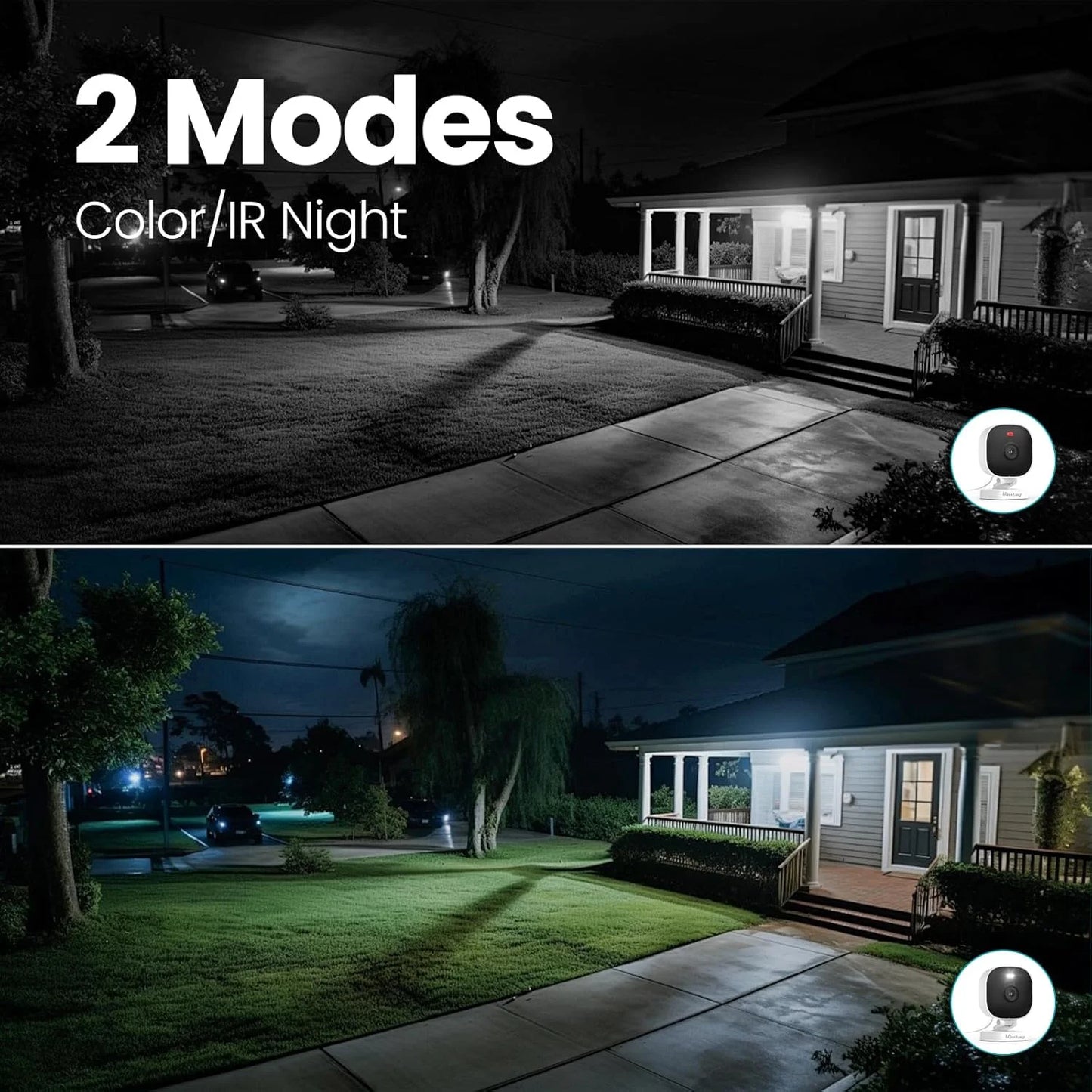 4MP Night Vision Security Cameras for Home, Indoor/Outdoor Wifi Camera with Phone App, 2.4G/5G Connectivity for Baby/Elder/Dog/Pet Camera, Motion Detection, Two-Way Audio, Work with Alexa