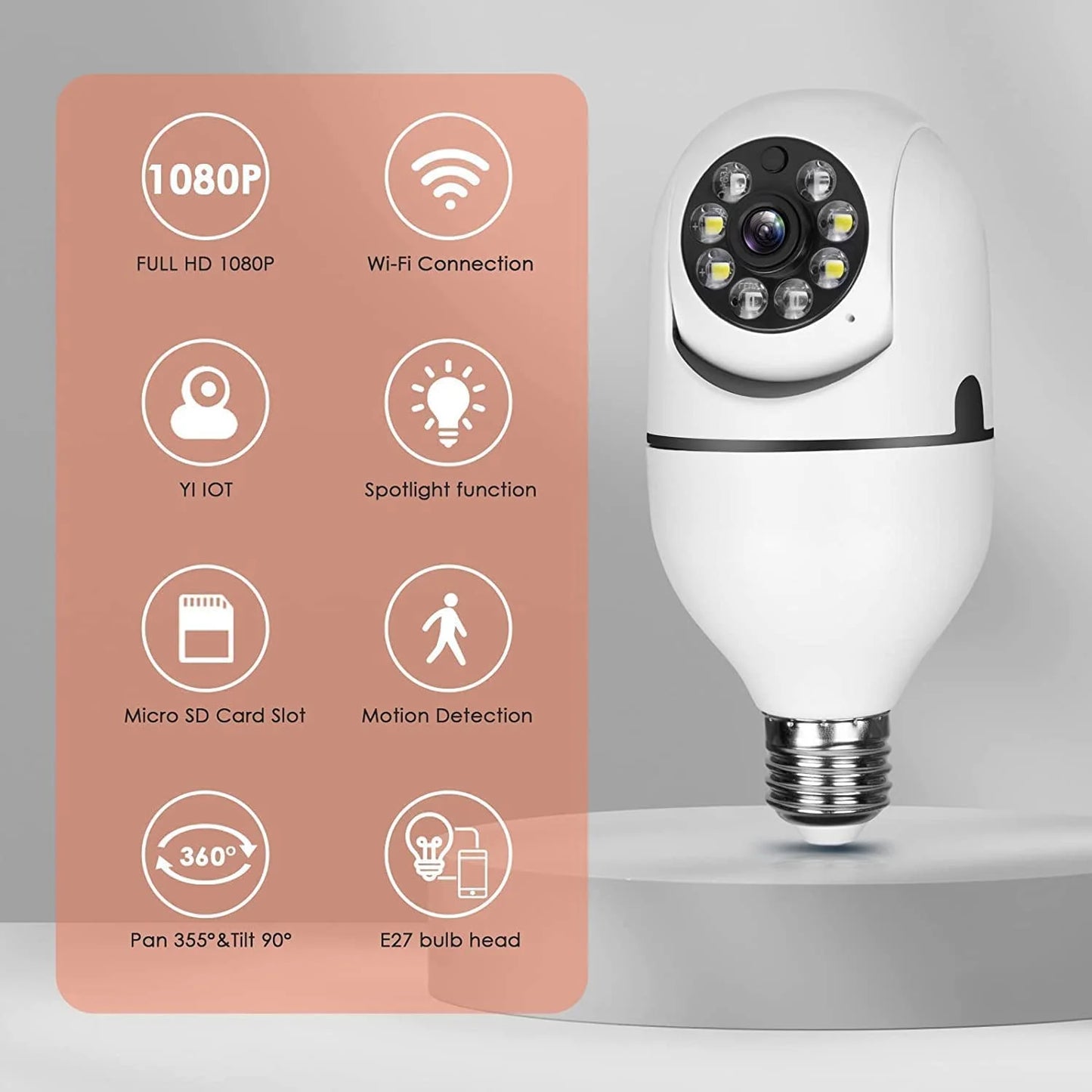 E27 Light Bulb Camera , 2.4Ghz & 5G Wifi Security Cameras Wireless Outdoor, 1080P Wireless Cameras for Home Security, Indoor Security Camera System 2Pcs