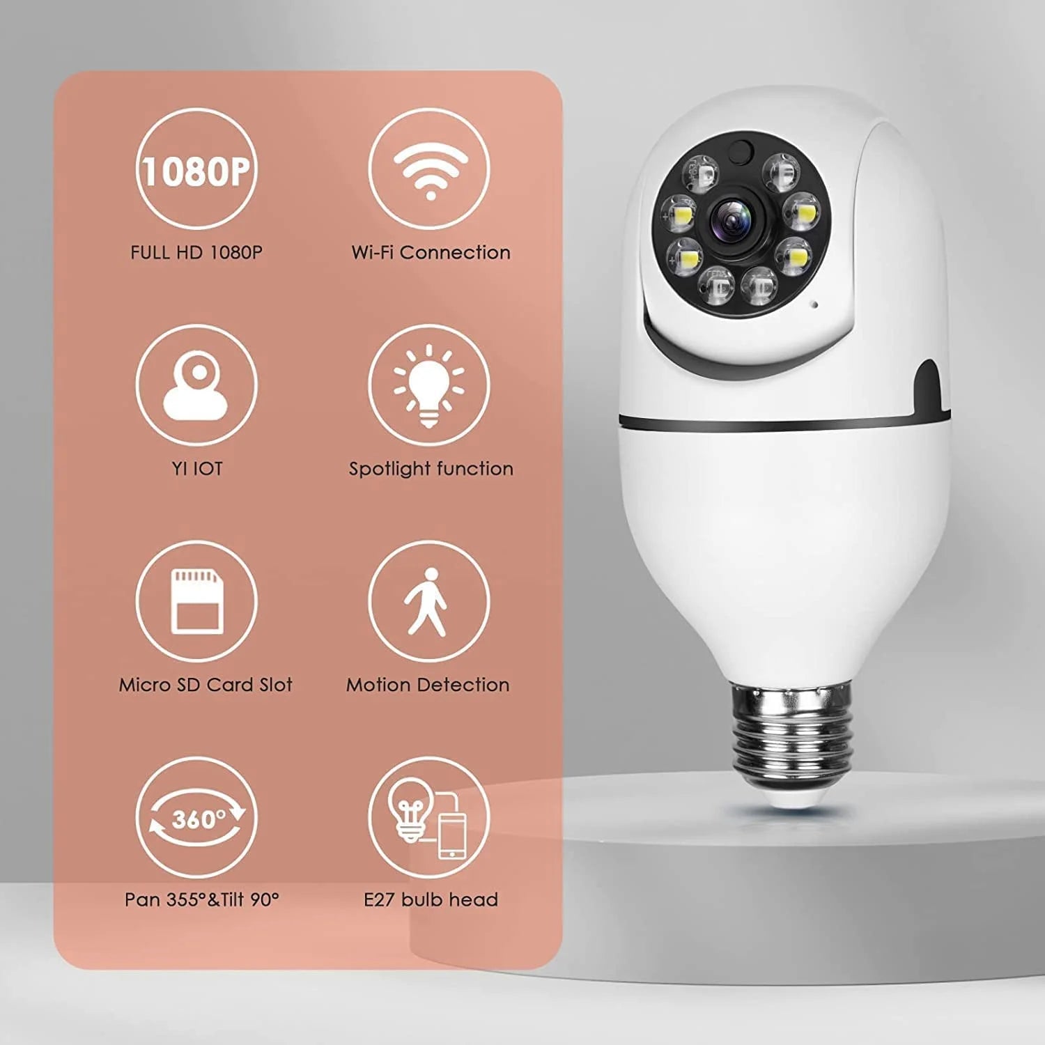 E27 Light Bulb Camera , 2.4Ghz & 5G Wifi Security Cameras Wireless Outdoor, 1080P Wireless Cameras for Home Security, Indoor Security Camera System 2Pcs