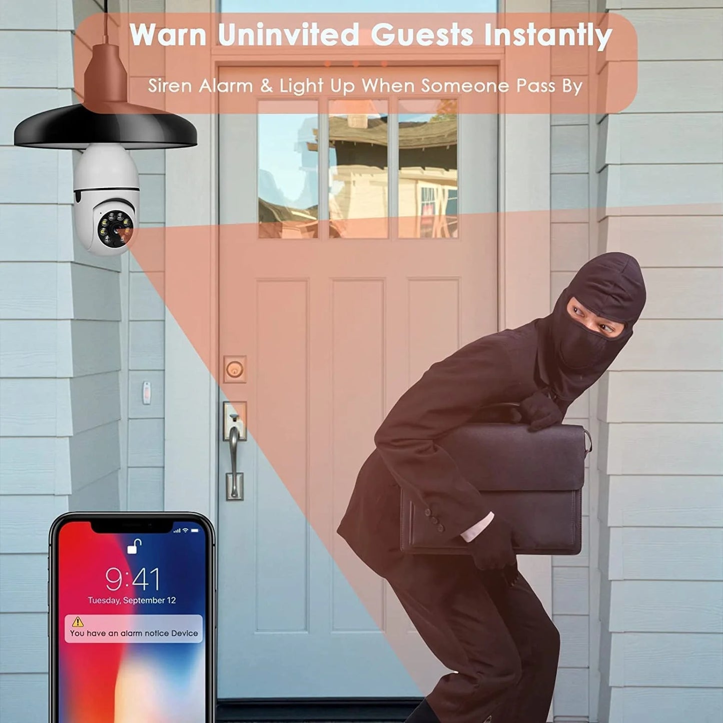 E27 Light Bulb Camera , 2.4Ghz & 5G Wifi Security Cameras Wireless Outdoor, 1080P Wireless Cameras for Home Security, Indoor Security Camera System 2Pcs