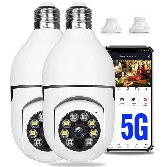 E27 Light Bulb Camera , 2.4Ghz & 5G Wifi Security Cameras Wireless Outdoor, 1080P Wireless Cameras for Home Security, Indoor Security Camera System 2Pcs